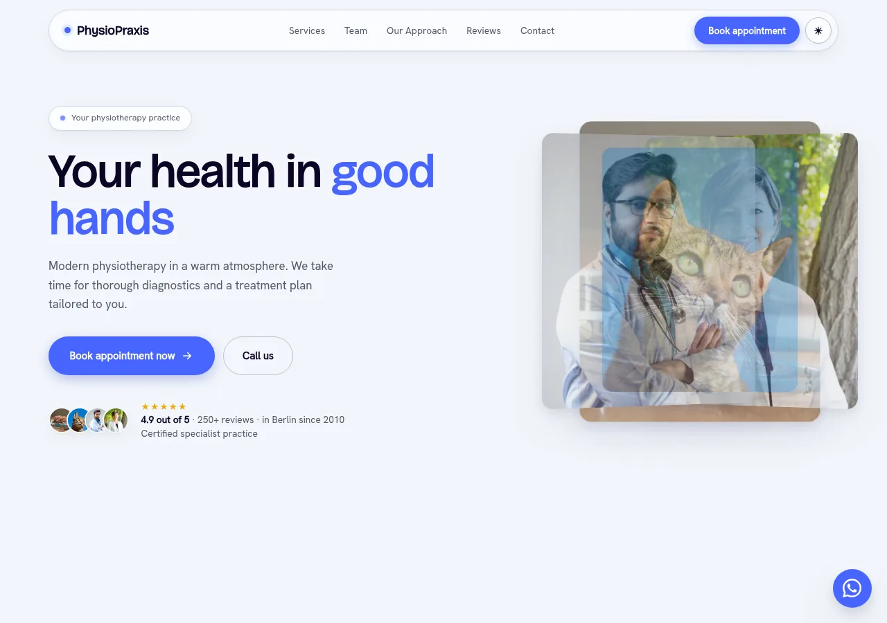 Physiotherapy practice website (desktop)