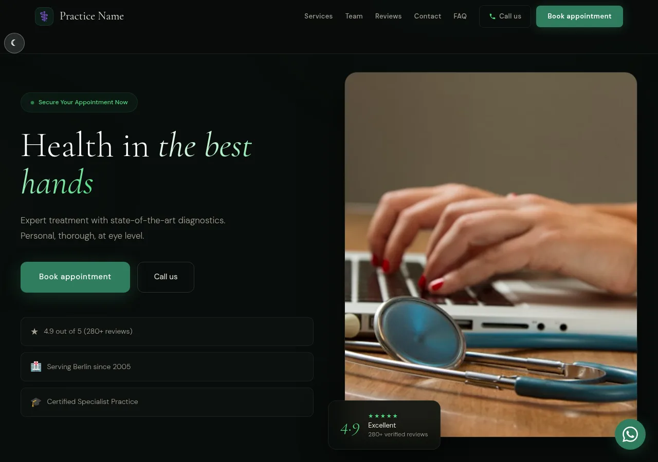 Medical clinic website (desktop)