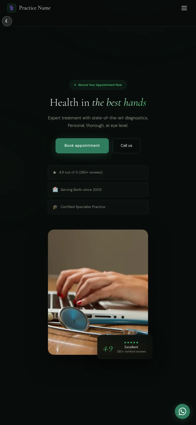 Medical clinic website (mobile)