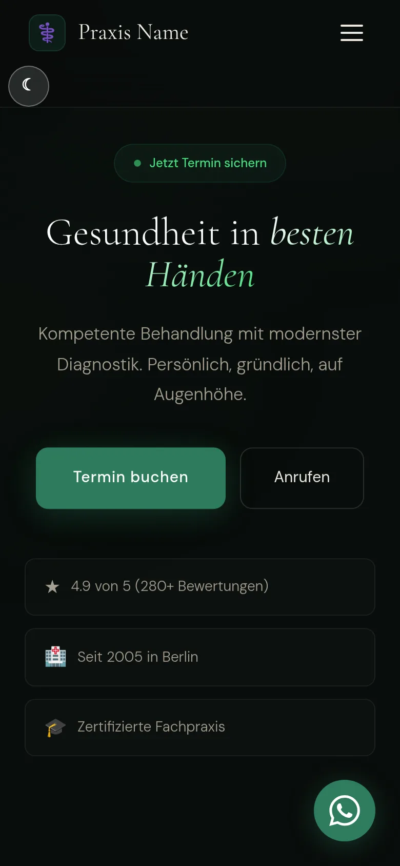 Klinik-Website Design Clinic (Mobil)