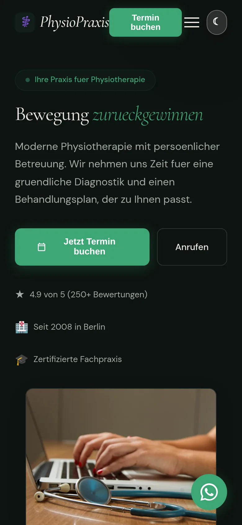 Physiotherapie-Praxis Website (Mobil)
